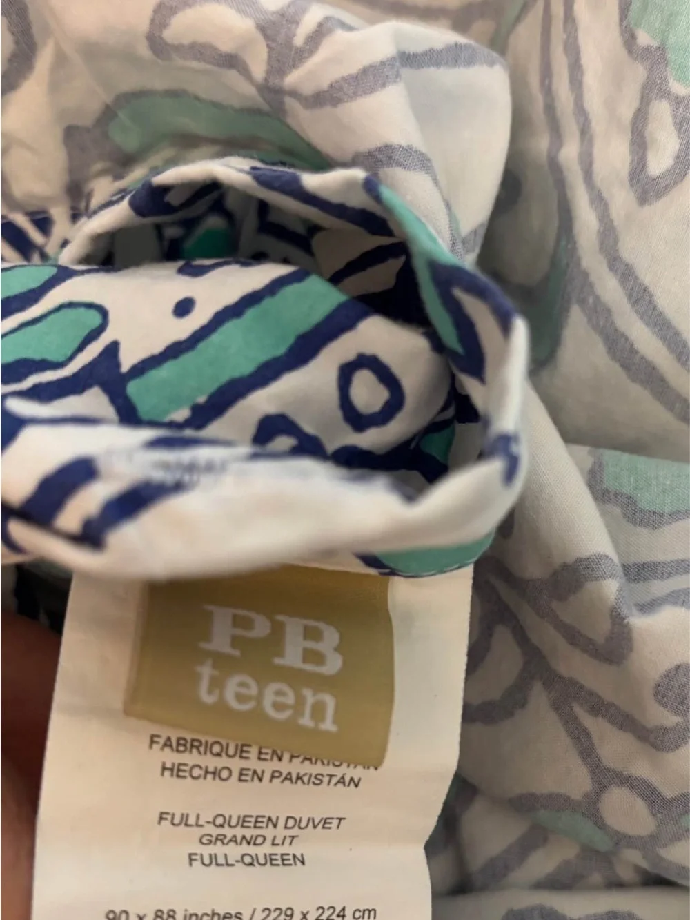 Pottery Barn Teen- Teal Paisley Cotton Duvet Cover Set
